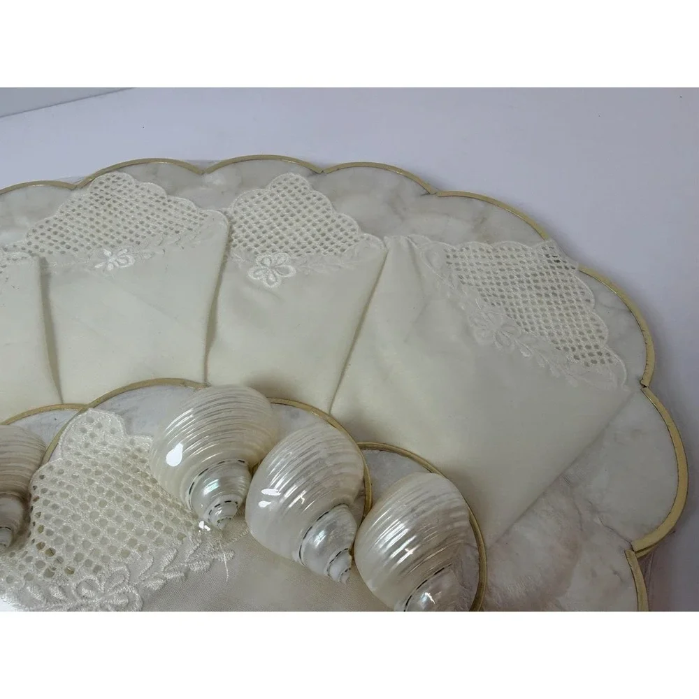 Capiz Shell Mother of Pearl Oval Placemats‎ Set of 6 with Napkins & Napkin Rings